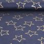 Preview: French Terry jeansblau mit goldenen Sternen